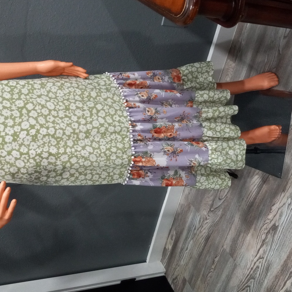 MELLODAY Two Tone Floral Print Women's Empire Waist Midi Dress Size S - Picture 3 of 15